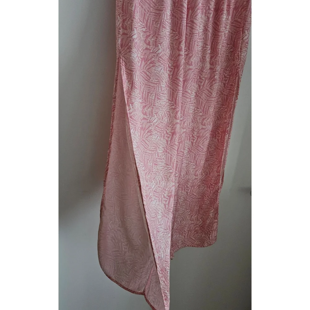 Maaji Wide Leg Side Slit Pants Pink Palm Tree Beach Resort Swim Cover Up Small - Picture 4 of 8
